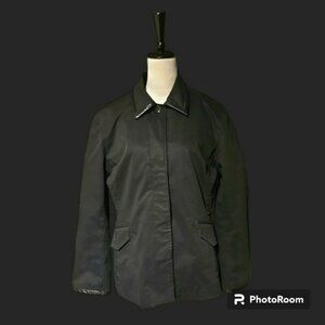 VTG Banana Republic Gabardine Genuine Leather trimmed Black Jacket XL EUC